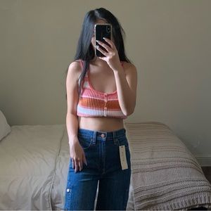 Forever21 pink sherbet stripe tank cami top